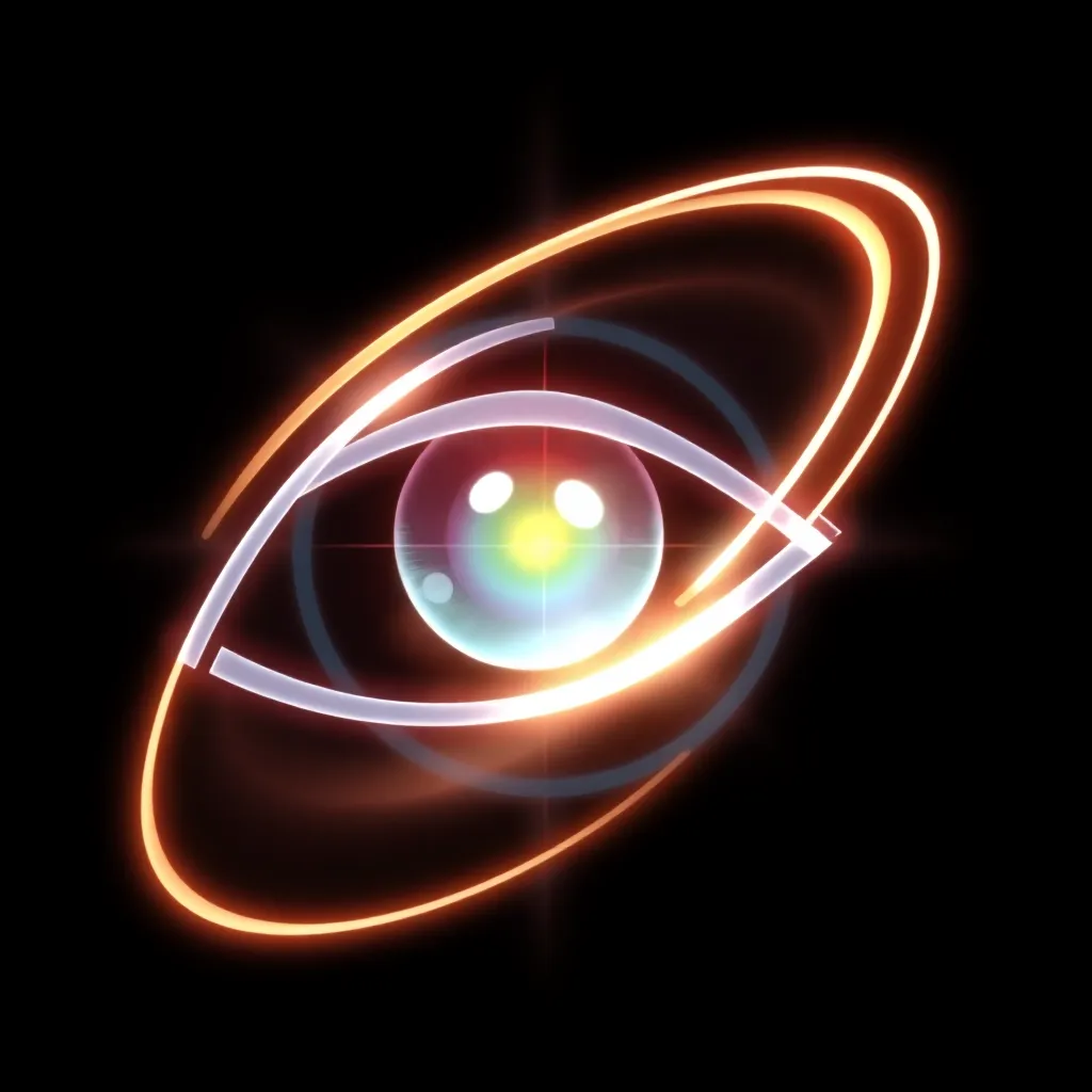 Icon representing vision: an eye with a futuristic digital design